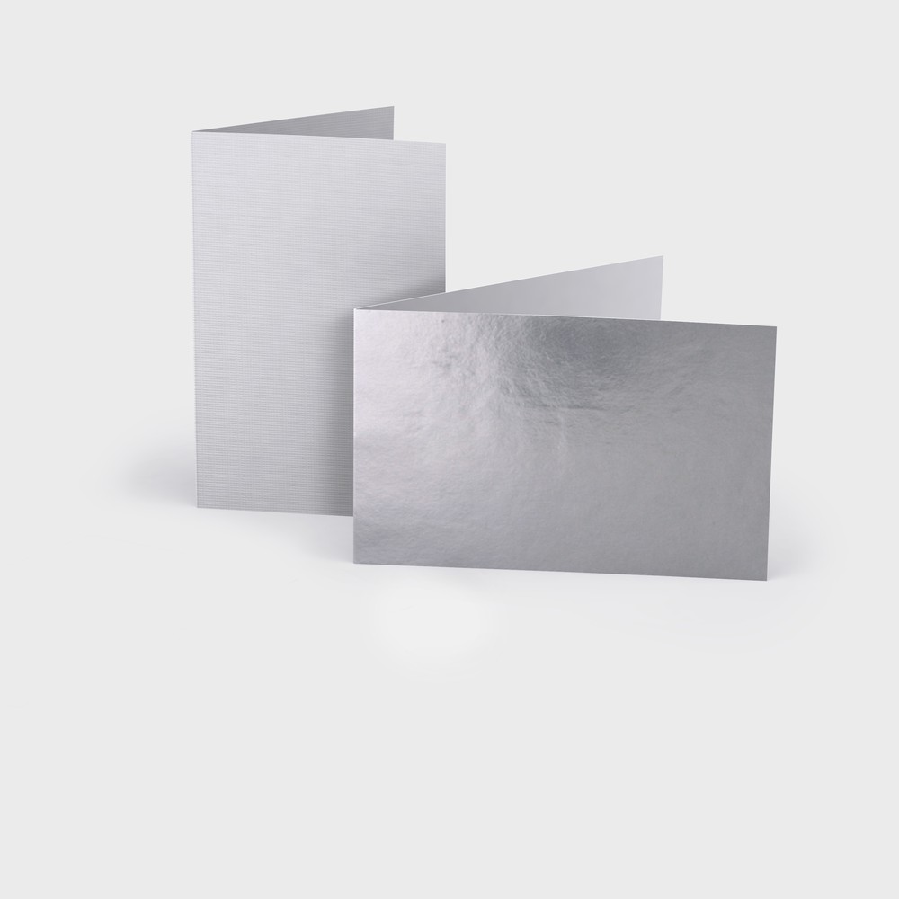 Klappvisitenkarten Metallic-Silber
